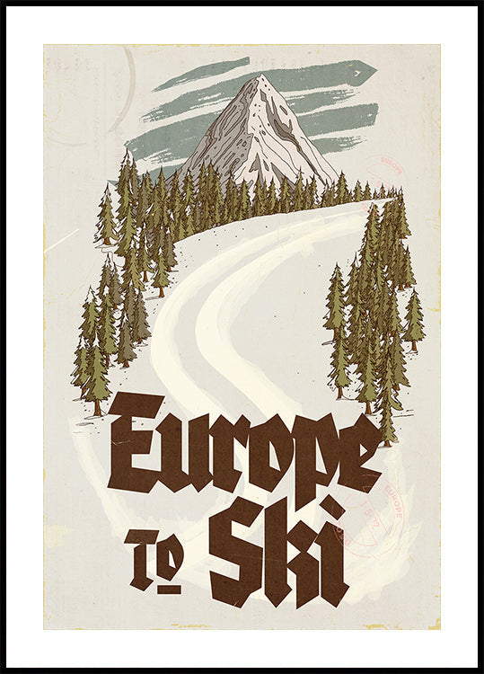 Europa, zum, Vintages Reise-Postkarten-Plakat Ski zu fahren