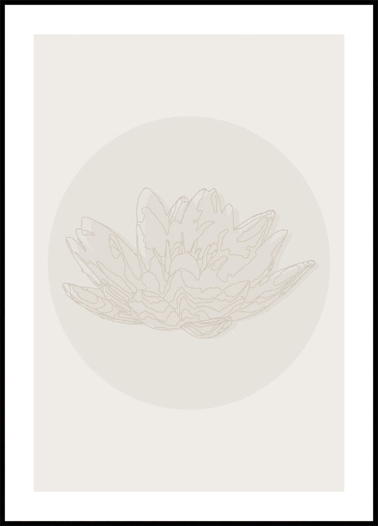 Lotus Serenity, botanisches Line-Art-Poster