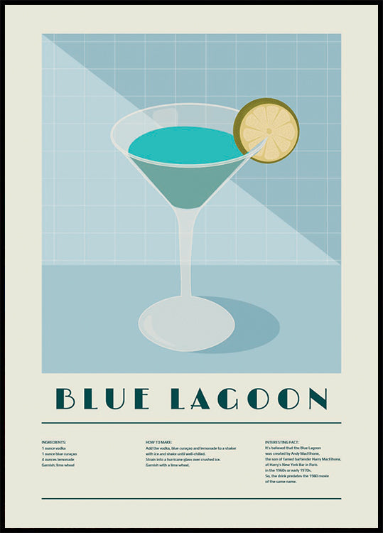 Blauer Lagunencocktail, Rezeptkunstplakat