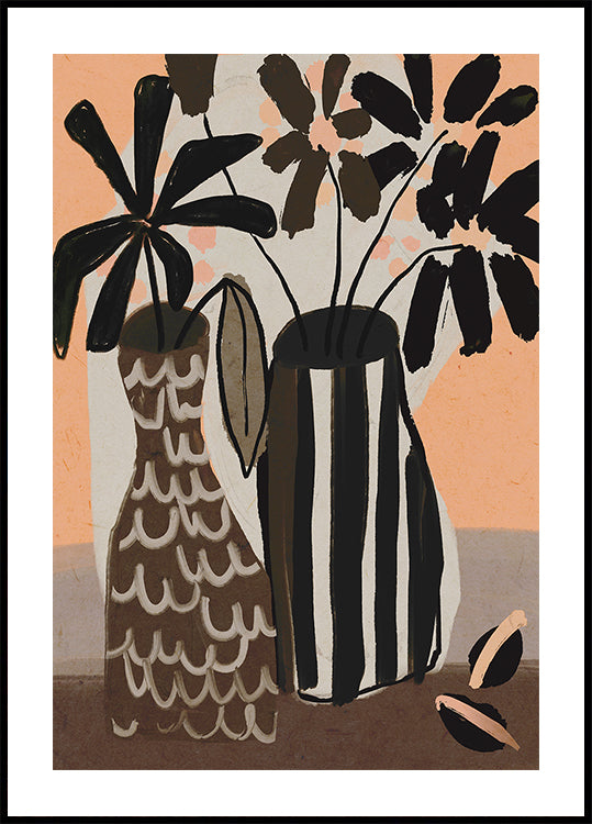 Gestreifte Vasen blühen