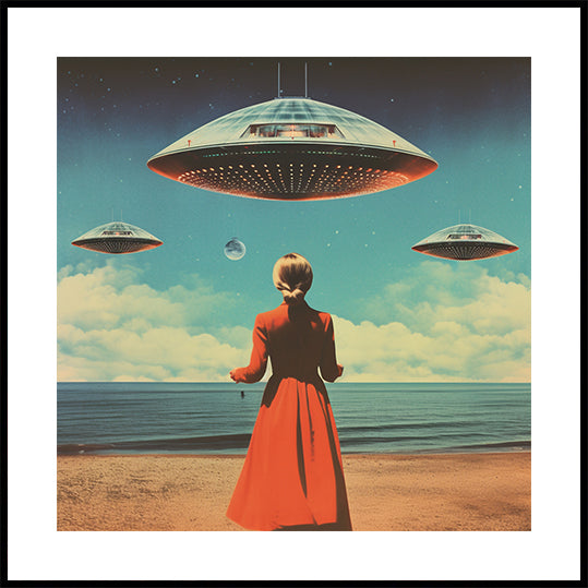 UFO-Himmel-Collagen-Kunstplakat