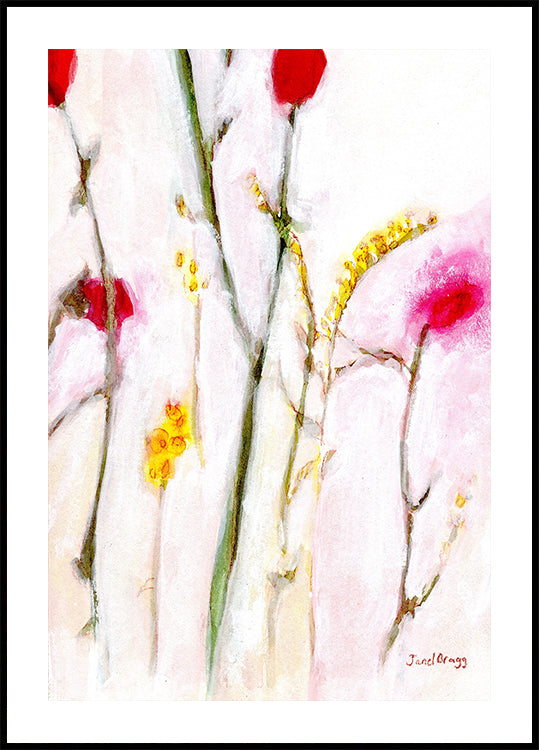 Poster mit Blumenmuster in Orange und Flieder