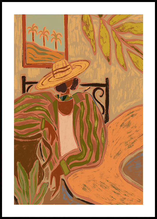 Dame im Streifenplakat