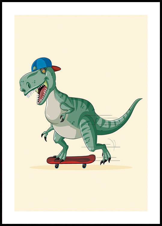 Skateboarding T-Rex Poster - Posterbox.dk