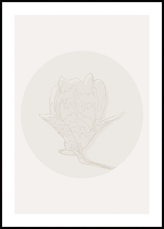 Magnolien-Eleganz, botanisches Line-Art-Poster