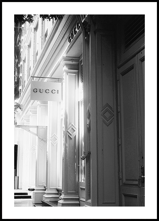 Gucci Storefront Schwarz-Weiß-Poster