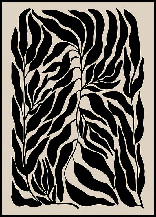 Schwarzes Blatt-Silhouetten-Poster