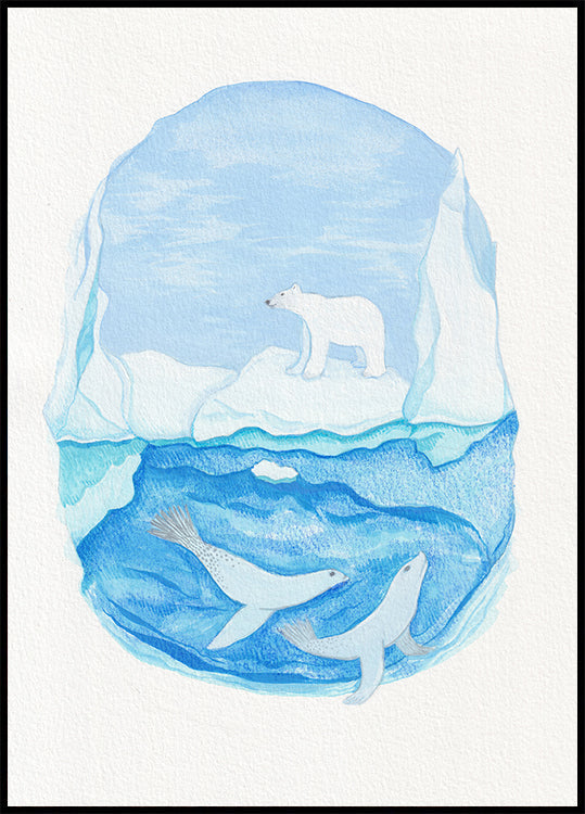 Arktisches Leben – Gefrorene Meere – Eisbär und Robben Poster