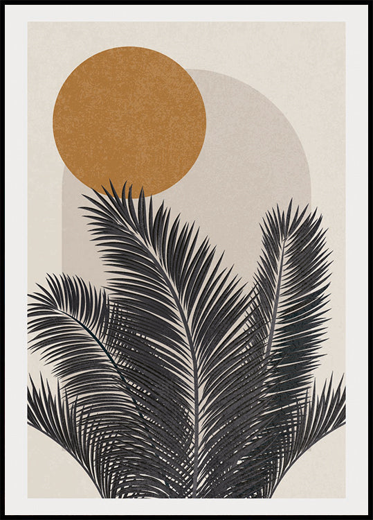 Palme und Sonne, botanisches abstraktes Poster