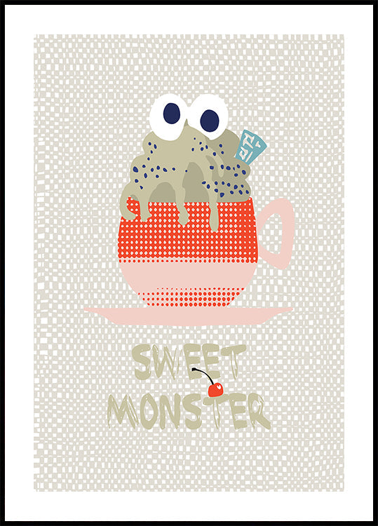 Süßes Monster-Cupcake-Rot-Poster
