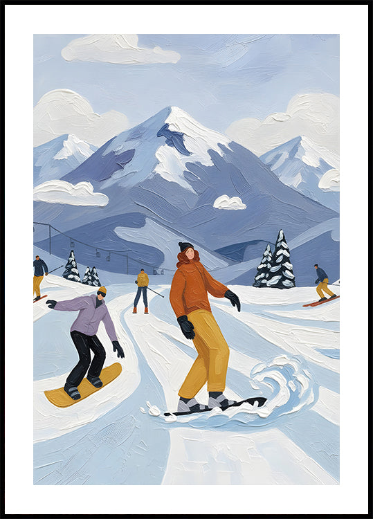 Skifahren mit Freunden Poster