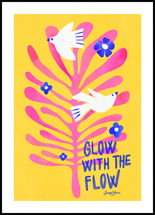 Vögel – Glow with the Flow rosa Poster