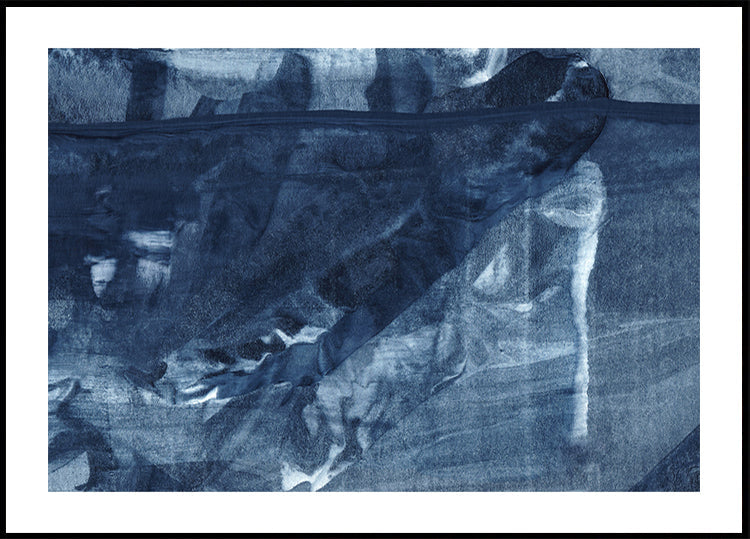 Poster mit fließenden vertikalen Linien mit blauer Textur