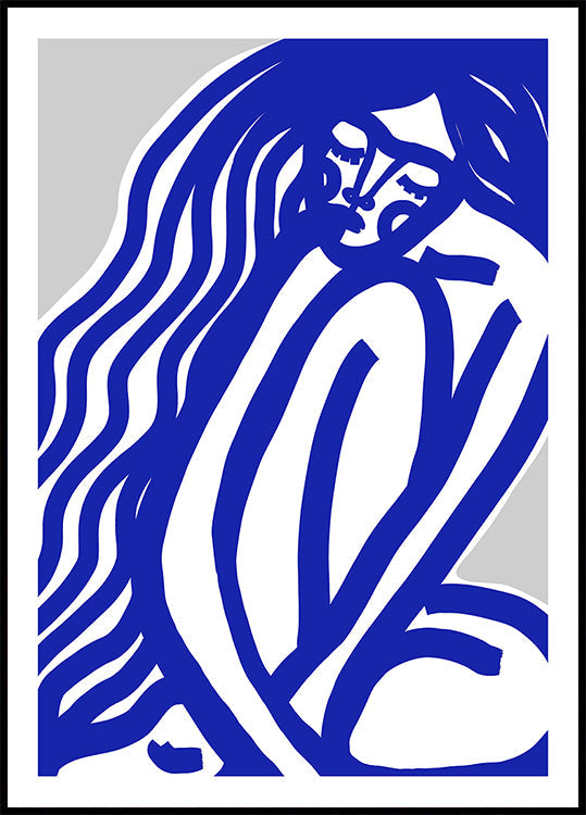 Blaues Konturen-Poster