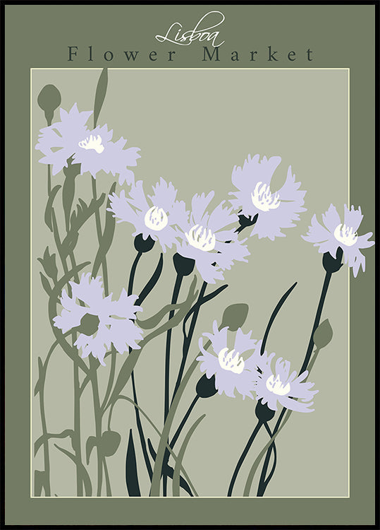 Blumenmarkt Lisboa Kornblumenplakat
