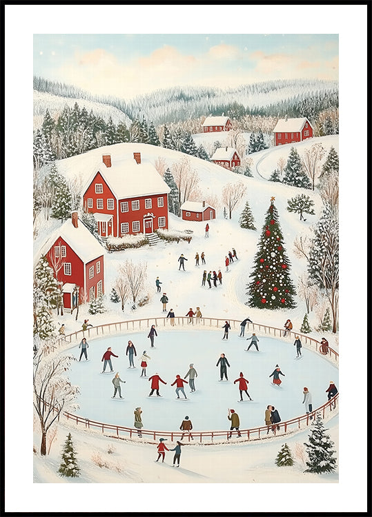 Eislaufszenen-Poster im Winterwunderland