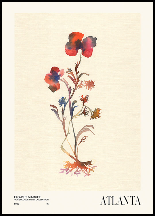 Sammlung von Aquarelldrucken. Blumenmarkt – Atlanta