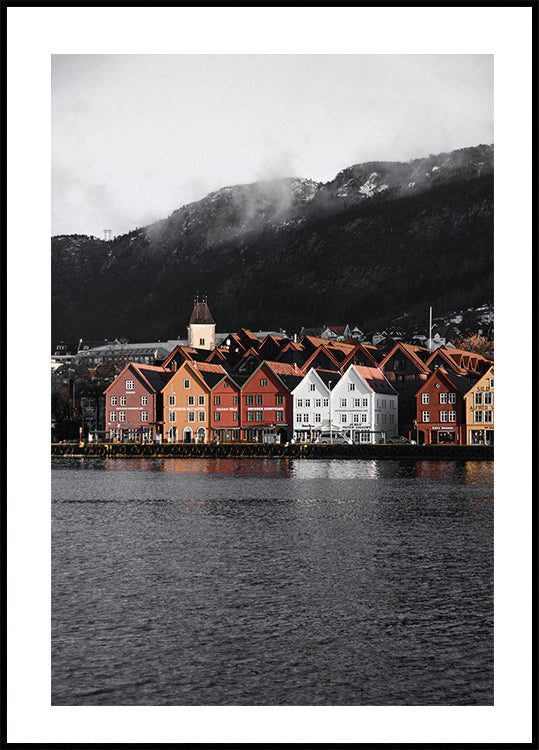Ansicht von Bryggen, Norwegen Porträtposter - Posterbox.dk