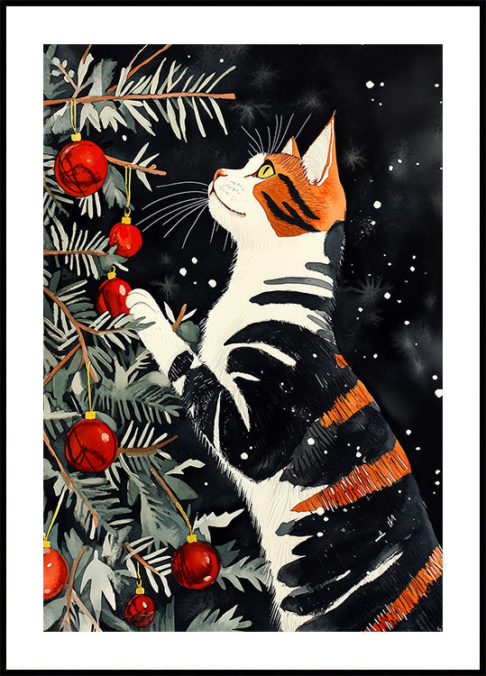 Katzen lieben das Weihnachtsbaum-Poster