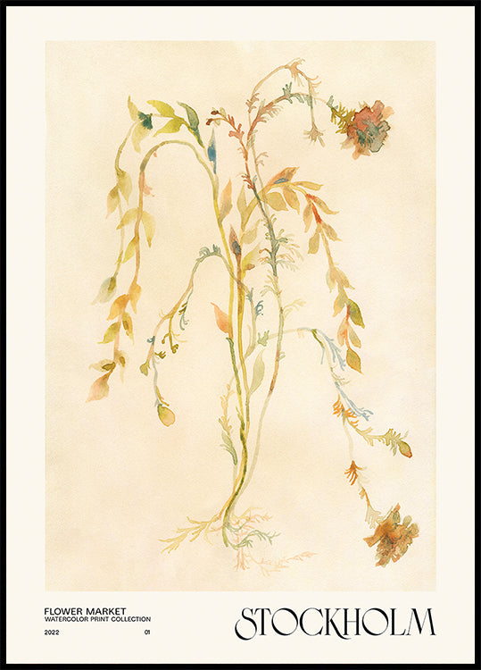 Sammlung von Aquarelldrucken. Blumenmarkt - Stockholm