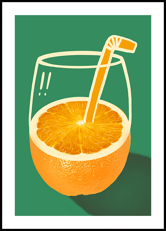 Lebendiges orangefarbenes, raffiniert illustriertes Poster