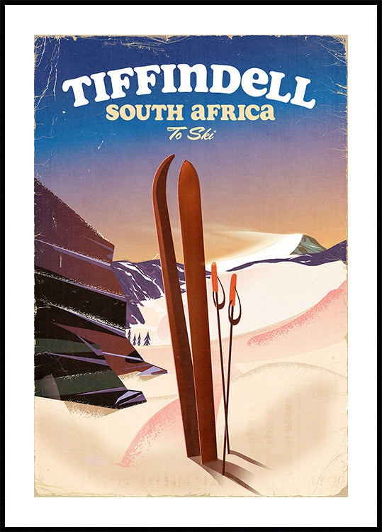 Tiffindell Südafrika Zwei-Ski-Poster