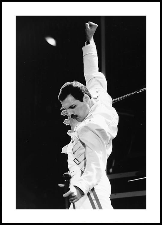 Freddie Mercury Live Hand Up Poster - Posterbox.dk