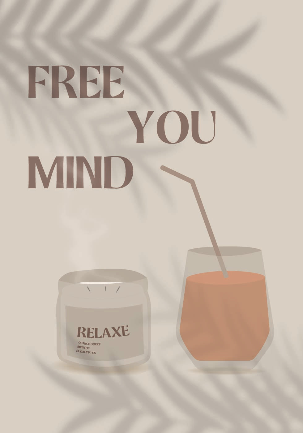 Free Your Mind 2, Beruhigender Sommer mit Kerze und Saftglas Poster