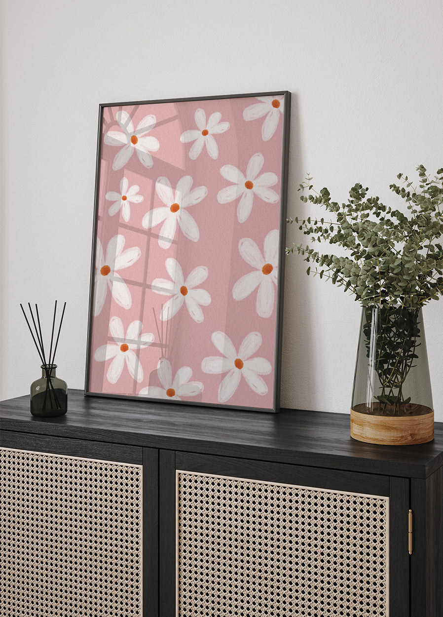 Poster mit kleinen weißen Blumen - Posterbox.dk