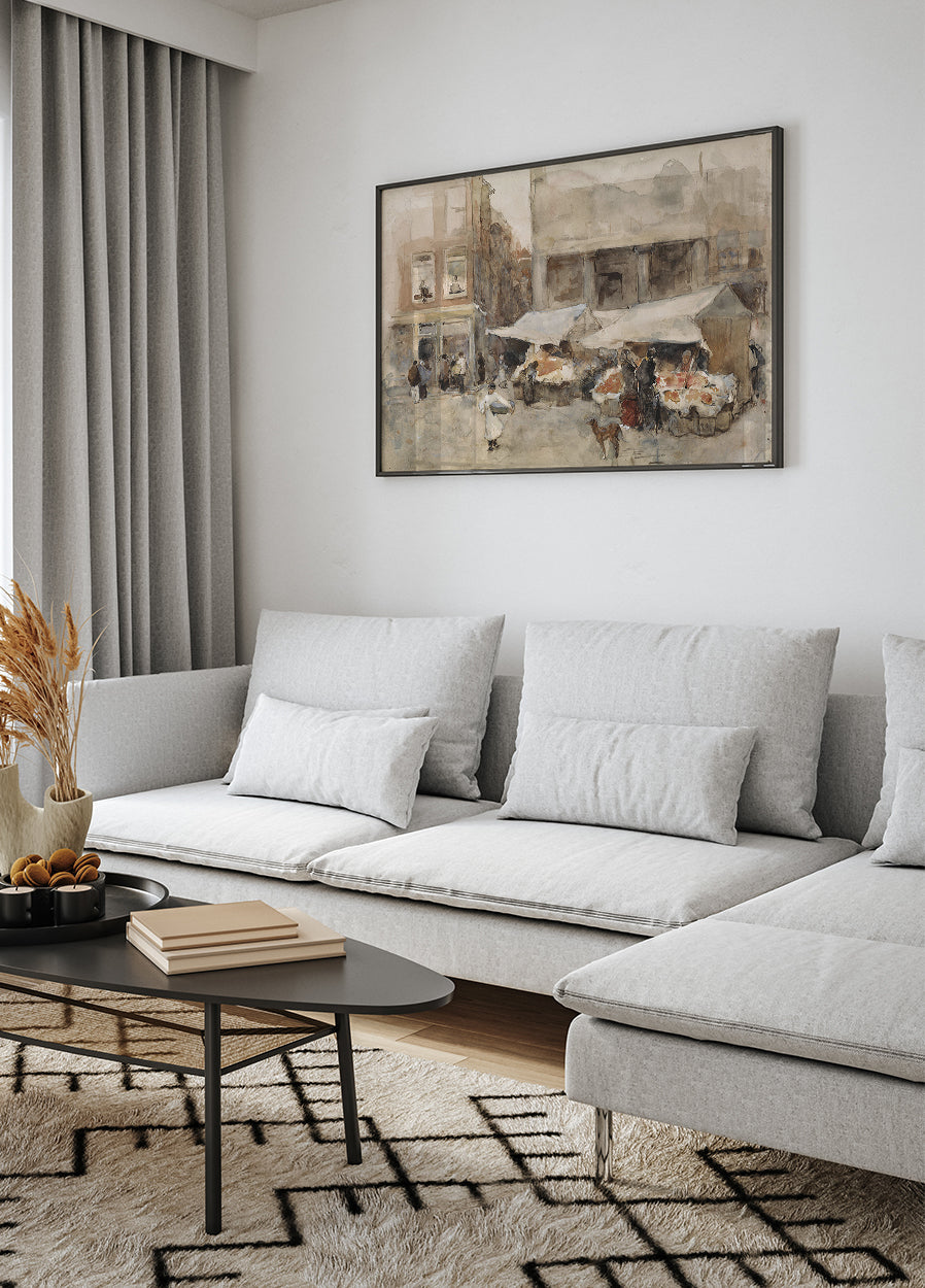 Markt Met Bloemenstalletjes von Floris Arntzenius Poster - Posterbox.dk