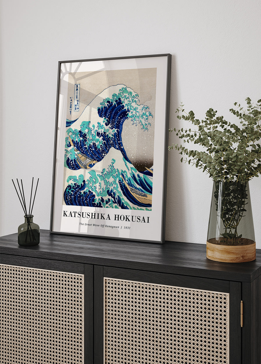 Die große Welle vor Kanagawa von Katsushika Hokusai Poster - Posterbox.no