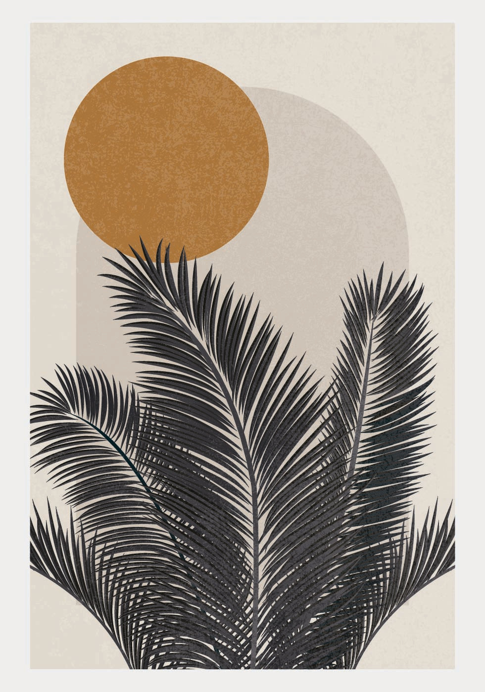 Palme und Sonne, botanisches abstraktes Poster