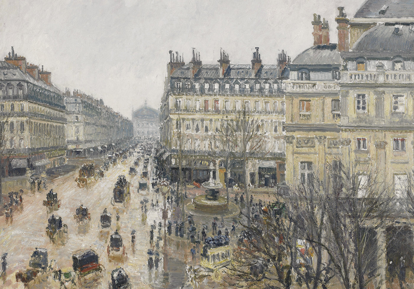 Place Du Theatre Francais Paris Rain von Camille Pissarro Poster - Posterbox.dk