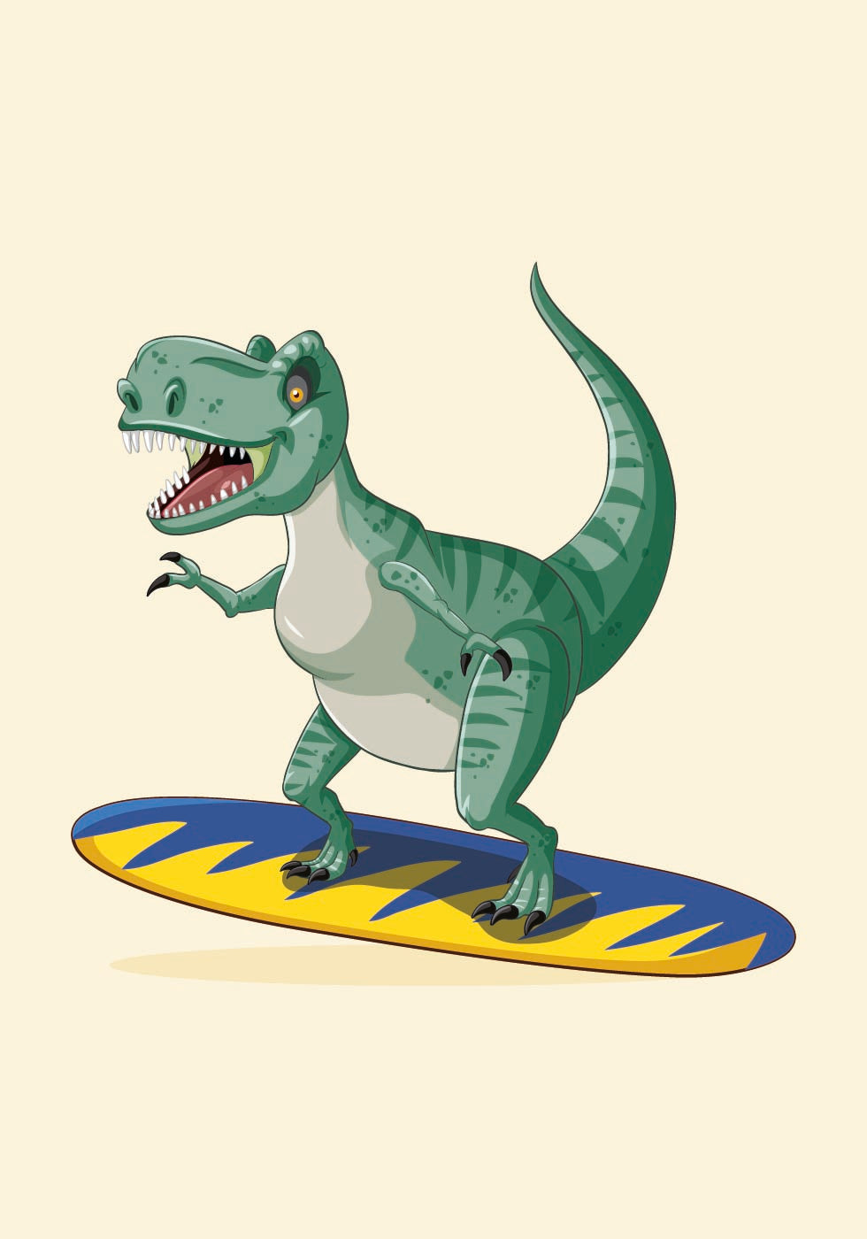 Surfendes T-Rex-Poster - Posterbox.dk