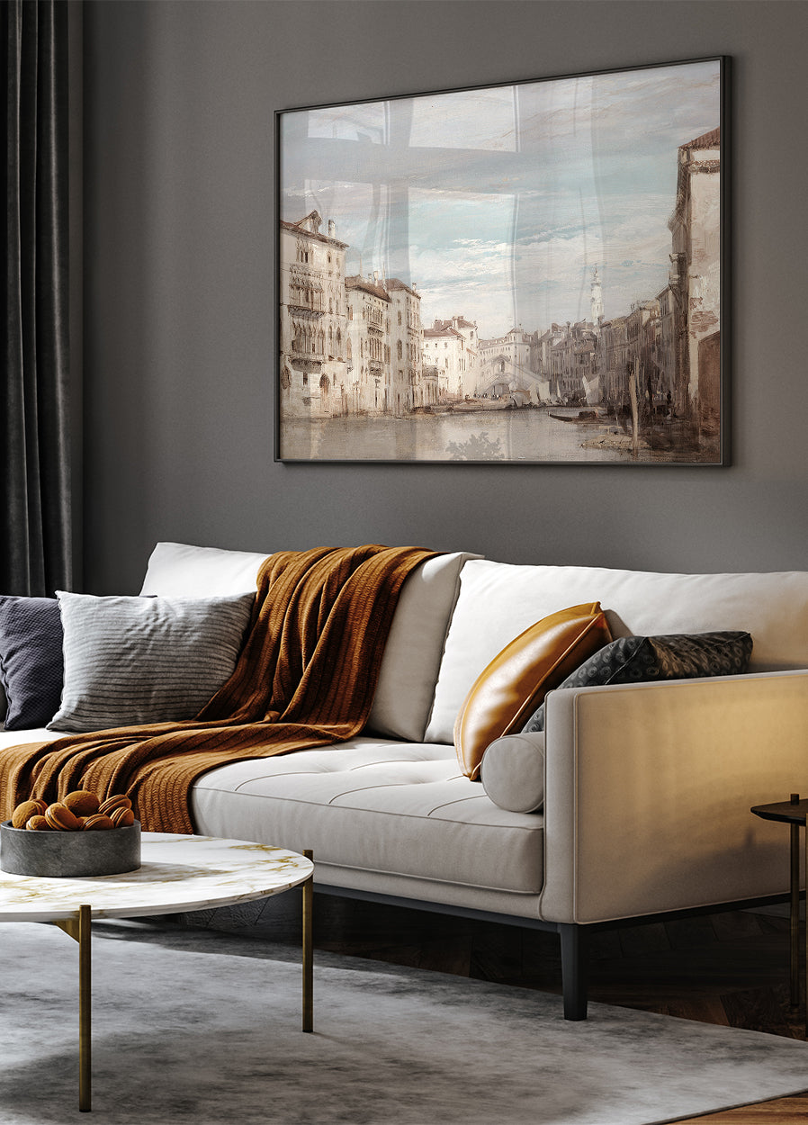 Der Canal Grande in Venedig mit Blick auf den Rialto von Richard Parkes Bonington Poster - Posterbox.dk