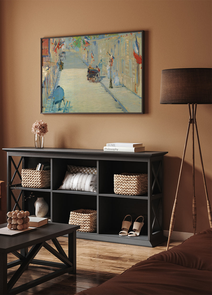 Die Rue Mosnier mit Flaggen von Édouard Manet Poster - Posterbox.dk