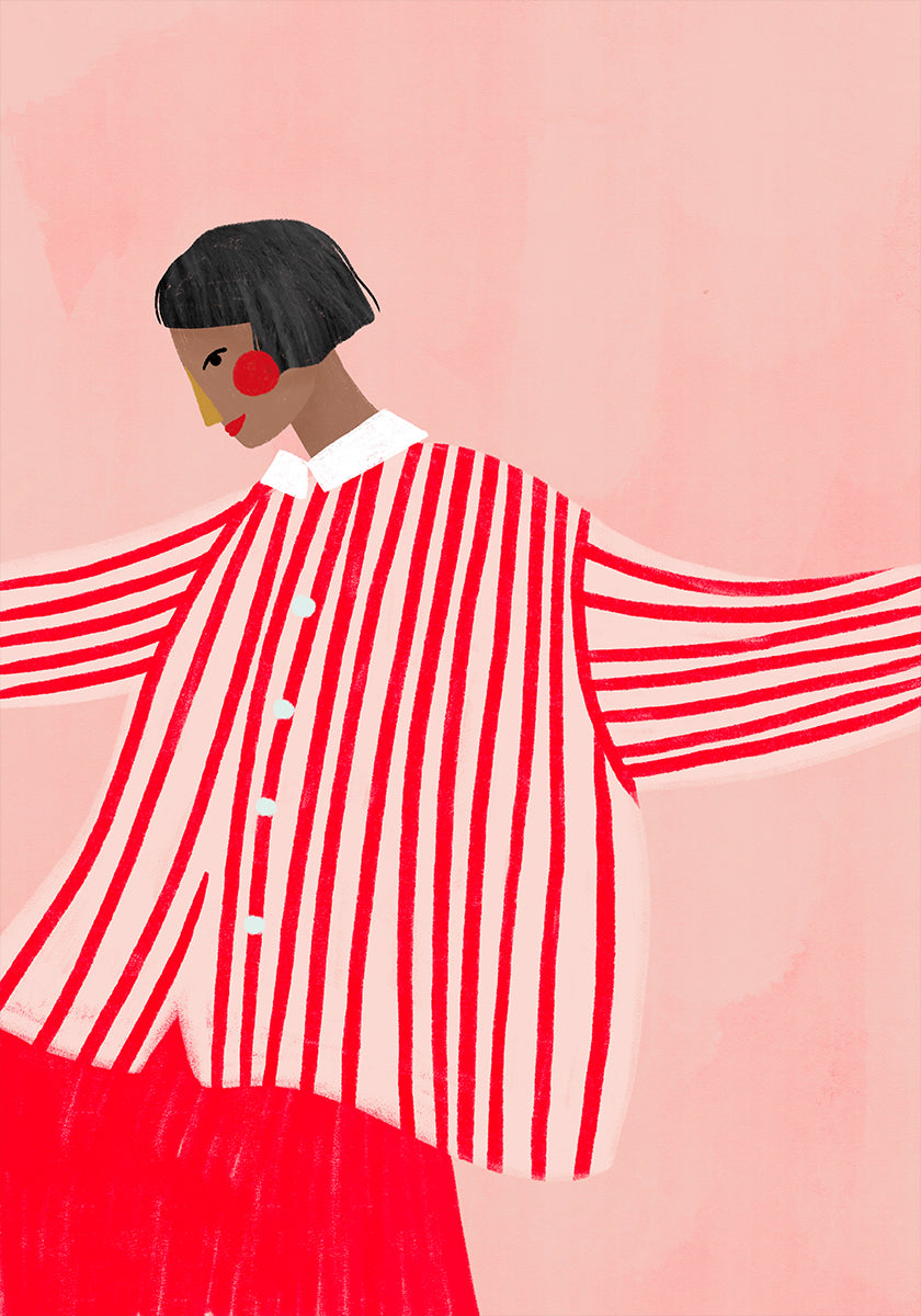 Die Frau mit den roten Streifen Poster