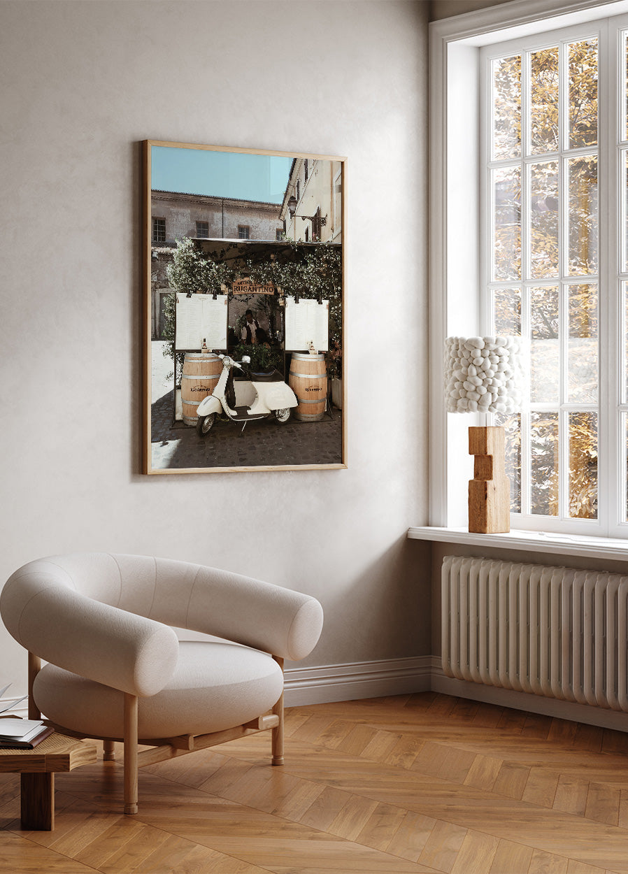 Weißes italienisches Vespa-Poster - Posterbox.dk