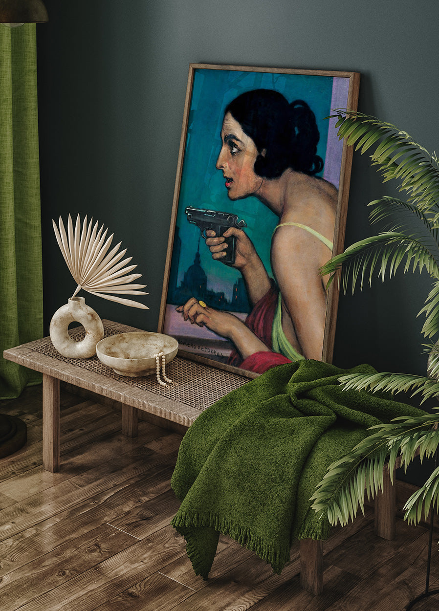 Frau mit einer Waffe Vintage Poster - Posterbox.dk