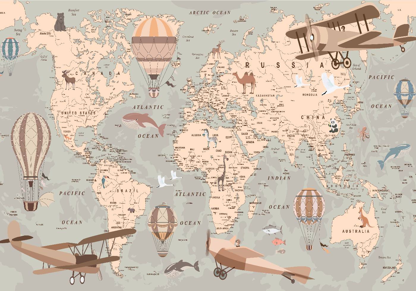 Weltkarte Poster fürs Kinderzimmer - Posterbox.no