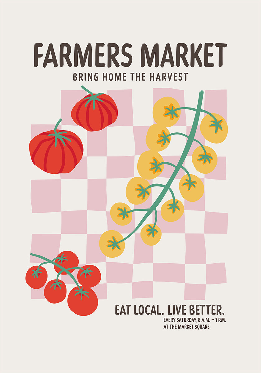 Farmers Market Tomatoes Pink Plakat - Posterbox