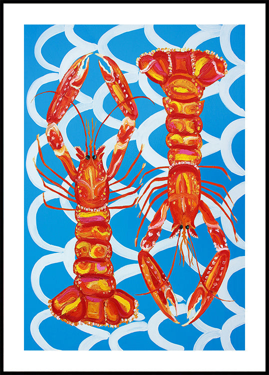 Langoustines On Blue Plakat - Posterbox
