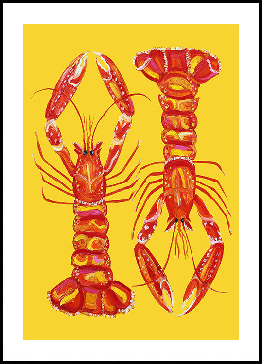 Langoustines On Yellow Plakat - Posterbox