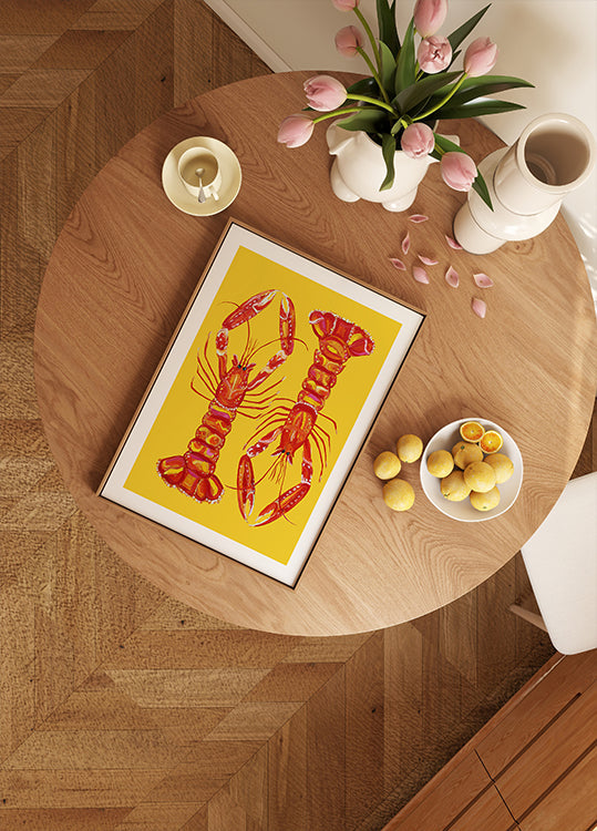 Langoustines On Yellow Plakat - Posterbox