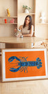 Lobster On Orange Plakat - Posterbox
