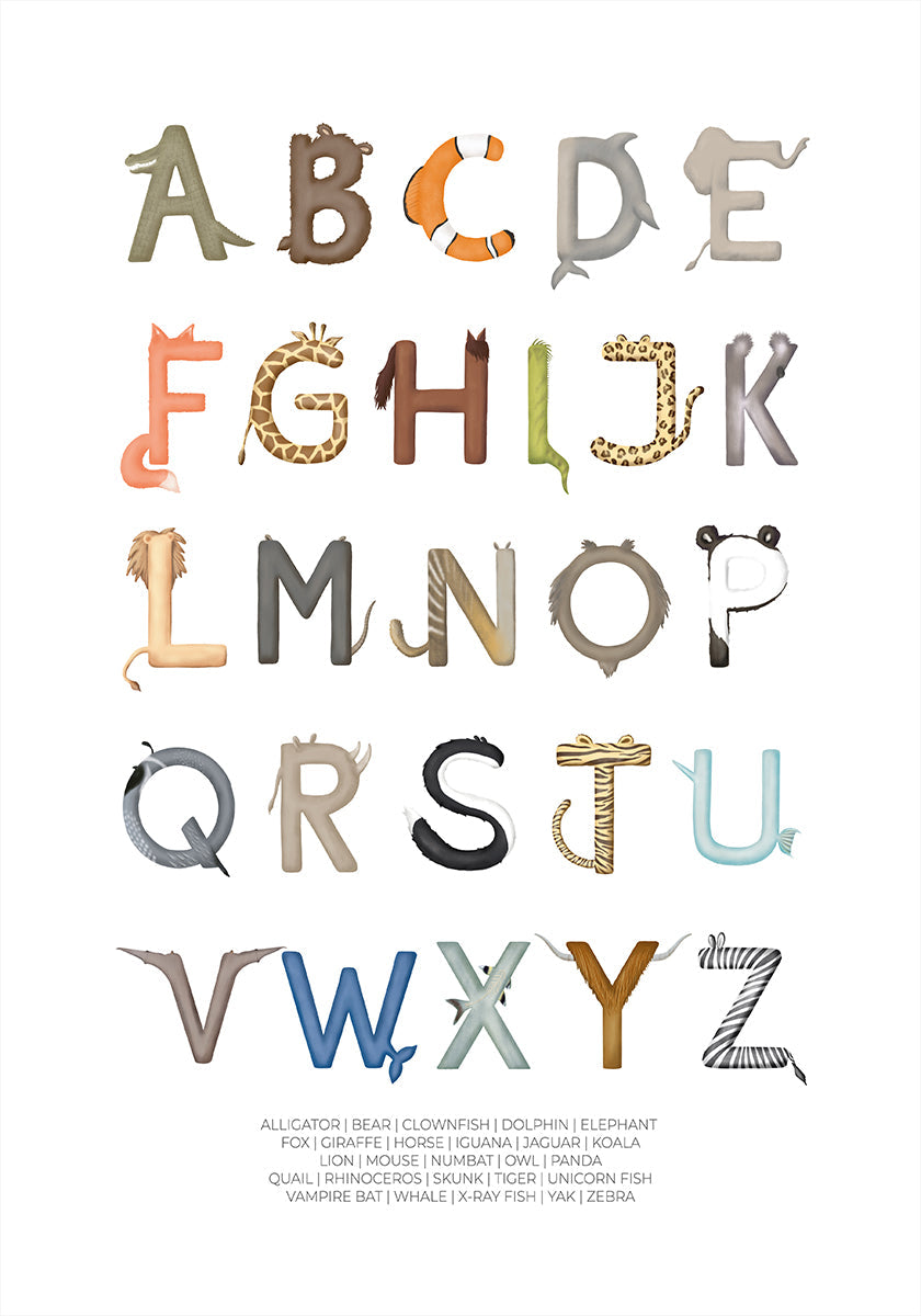 Animal Letters ABC Plakat - Posterbox