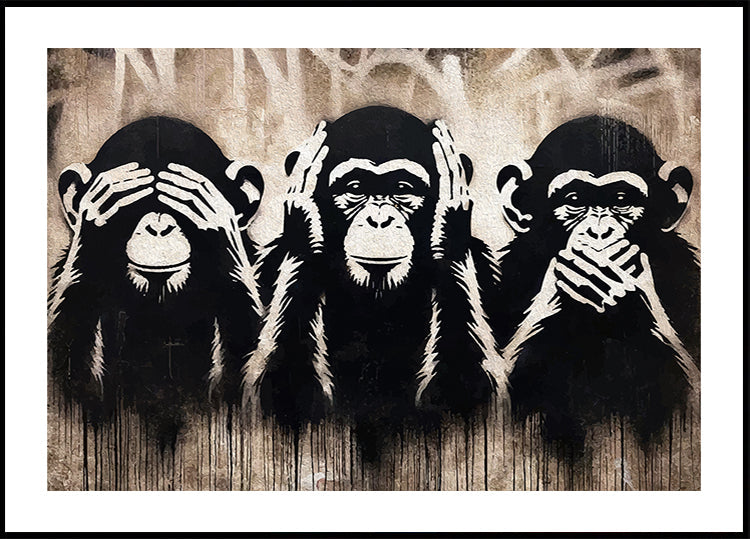 Three Wize Monkeys Plakat - Posterbox