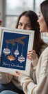 Cheerful little Christmas baubles blue Plakat - Posterbox