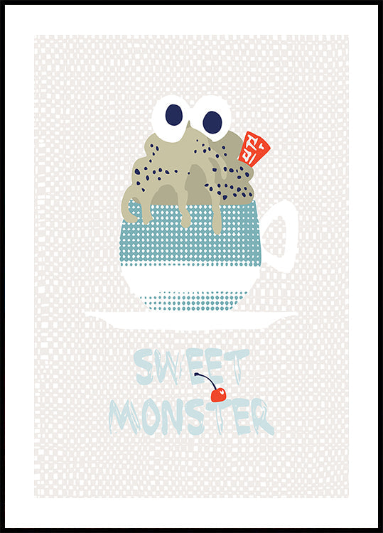 Sweet monster cupcake mint Plakat - Posterbox