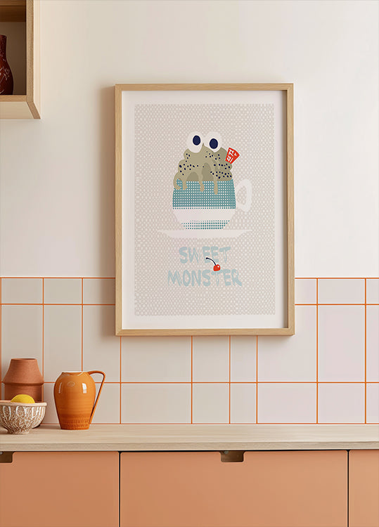 Sweet monster cupcake mint Plakat - Posterbox